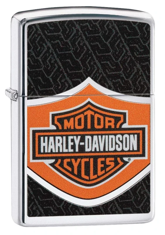 Zippo Windproof Lighter - Harley Davidson - High Polish Chrome, Colour Image - Refillable for Lifetime Use - Adjustable Flame - Gift Box - Metal - Made in USA
