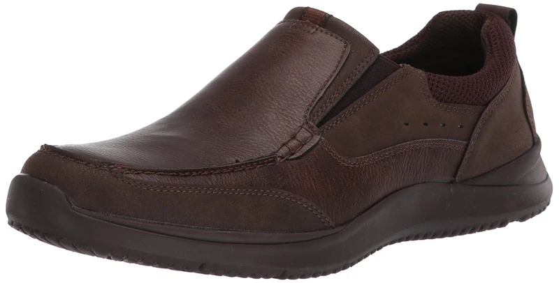 Nunn Bush Men's Conway Slip-on Moccasin Toe with Comfort Gel Loafer, Dark Brown, 9.5