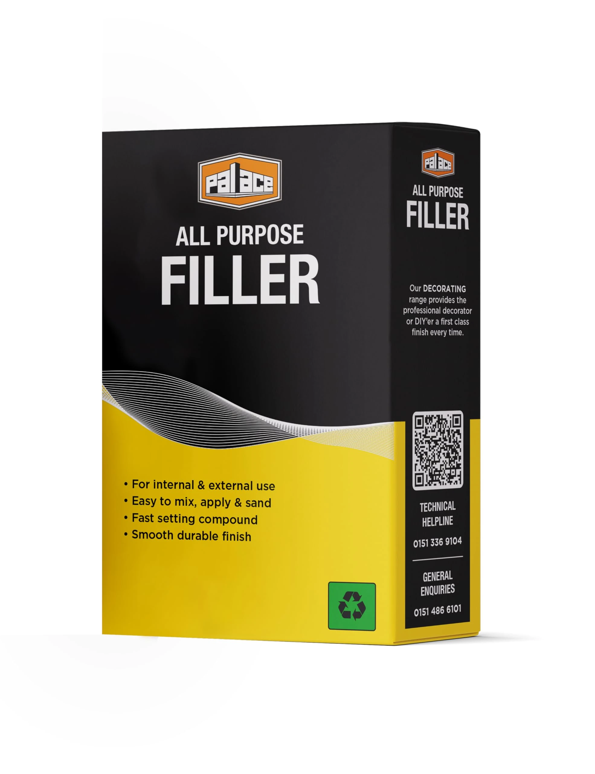 Langlow All Purpose Filler - Smooth Finish, Fast-Drying, Perfect for DIY Home and Interior Repairs, White, 1.5kg