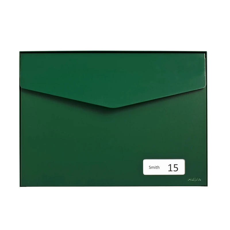 MEFA 113323DE Letter Box with Name Plate, Colour Moss Green, Post Box with Safety Lock, Size 312 x 430 x 178 mm, 113323DE