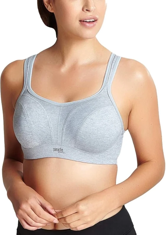 Panache Women's Underwire Sports Bra,Grey Marl,28DD