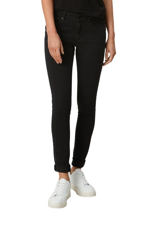 s.Oliver Women's 04.899.71.6059 Skinny Jeans, Black Denim Short, 38W / 32L