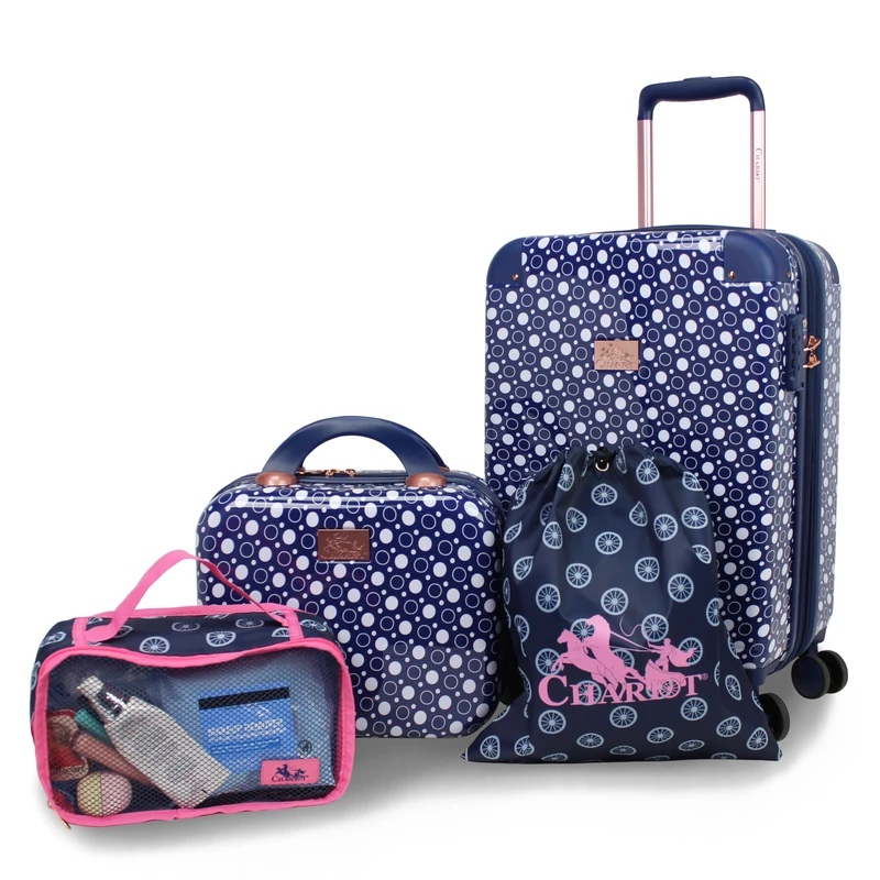 Chariot 2-Piece Set Hardside Expandable Carry On Luggage with Matching Beauty Case, Dotty, OneSize, Park Avenue 2-Piece Hardside Carry-on Expandable Spinner Luggage Set