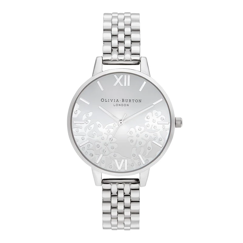 Olivia Burton Analogue Quartz Watch for Women Sparkle LACE Collection with Silver Stainless Steel Bracelet - OB16MV101