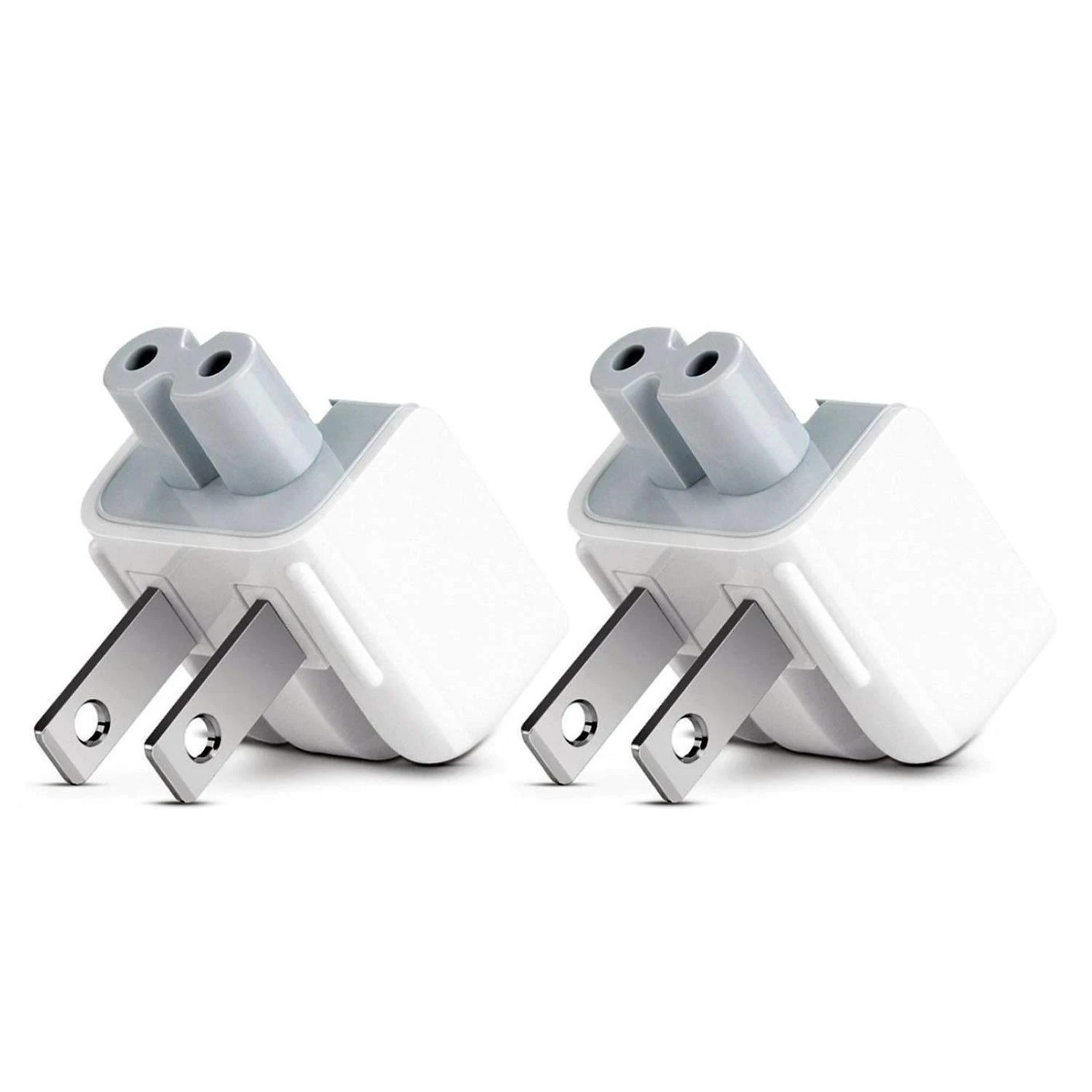 BEYEE Travel Charger Converter US Duck head Plug, Spare Connector for iPod, iPhone,iPad Tablets, Macbook AC Power Adapter (2xUS Plug) White