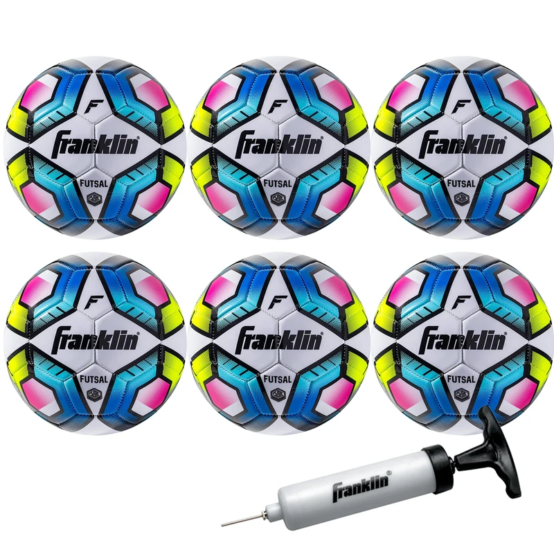 Franklin Sports Futsal Ball - Official Size 4-6 Pack with Pump, Soft Cover, High Visibility, Low Bounce, Perfect for Building Soccer Skills