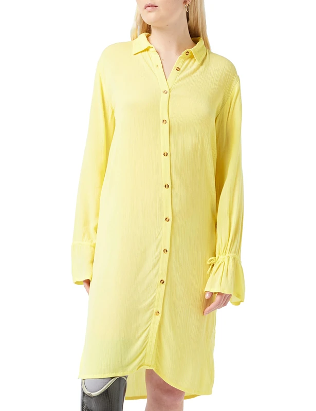 SPARKZ COPENHAGEN Women's Harriet Shirt Dress, Yellow (Limelight Yellow 314), 12 (Size:L)
