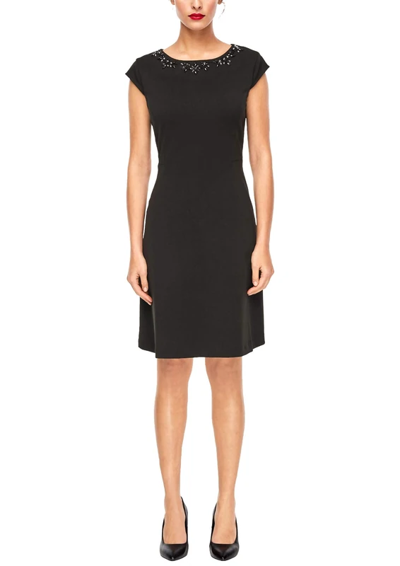 s.Oliver BLACK LABEL Women's 70.912.82.7107 Party Dress Not Applicable, Black (Black Velvet 9999), 8 (Manufacturer Size: 34)