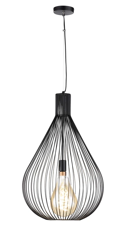 Fischer & Honsel Benett 60446 Pendant Light 1x E27 Max. 60.0 Watt Black 48 x 48 x 140 cm (L x W x H)