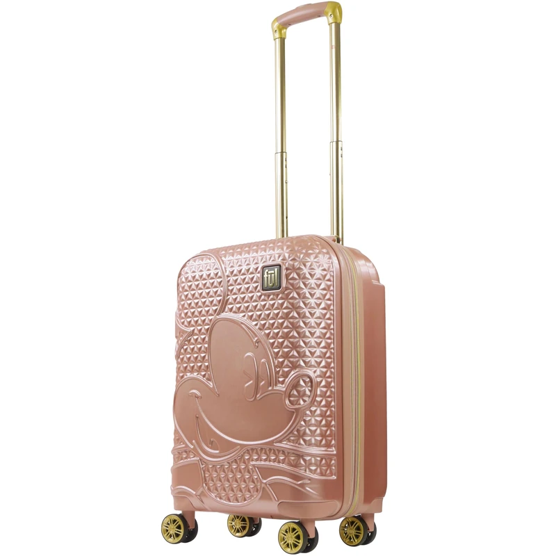 FUL Disney Mickey Mouse Hard Case with Wheels, Pink Gold, 21 Inch, Disney Mickey Mouse 21 Inch Hard Velice Luggage with Swivel Wheels