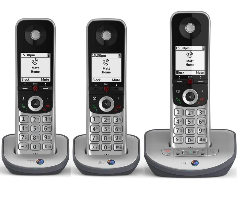 BT Advanced Z Trio Digital Cordless Answerphone with Advanced Call Blocker in Silver (Renewed)
