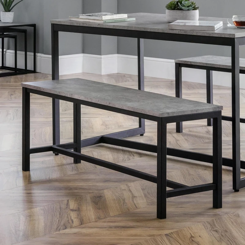 Julian Bowen Staten Concrete Bench - Concrete/Black Benches