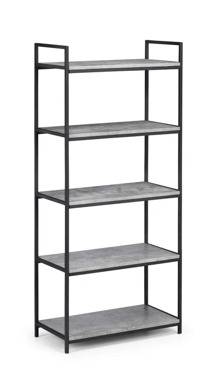 Julian Bowen Staten Tall Concrete Bookcase - Concrete/Black Bookcases