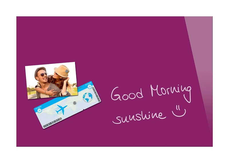 Be!Board B1204 Magnetic Glass Board / Magnetic PinBoard / WhiteBoard / Dry Wipe Board, 60 x 40 cm, Berry