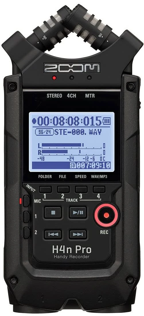Zoom - H4nPro/BLK - Portable 4-track recorder - X/Y microphone couple and 2x combo XLR inputs - amp models - Black finish