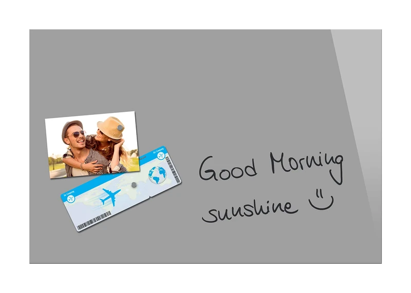 Be!Board B1206 Magnetic Glass Board / Magnetic PinBoard / WhiteBoard / Dry Wipe Board, 60 x 40 cm, Grey