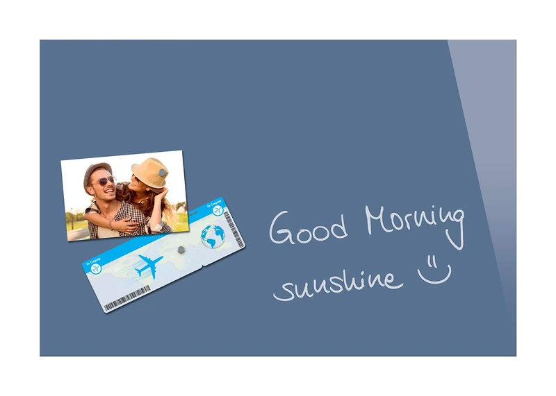 Be!Board B1207 Magnetic Glass Board / Magnetic PinBoard / WhiteBoard / Dry Wipe Board, 60 x 40 cm, Blue