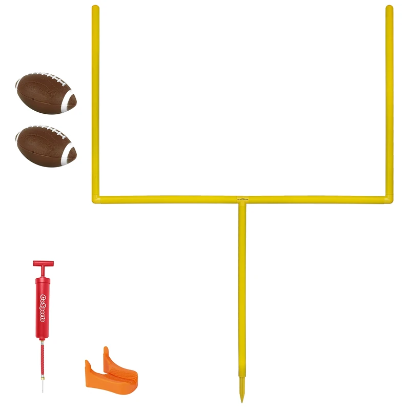 GoSports 8 ft PRO Kick Challenge Football Game Field Goal Post Set with 2 Footballs and Kicking Tee, Life Sized Backyard Field Goal