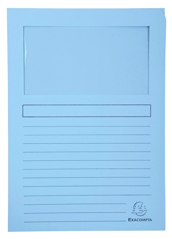 Exacompta - Ref 50152E - Super Window Folders - 220 x 310mm in Size, Suitable for Holding A4 Documents, 160gsm Card, Clear Document Viewing Window - Light Blue (Pack of 100)