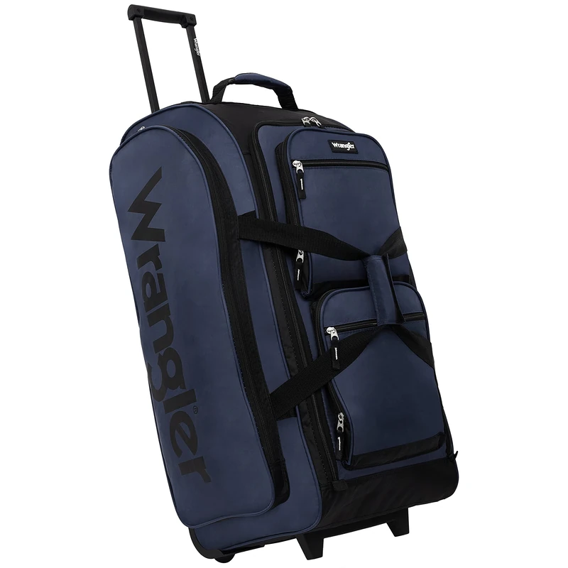 Wrangler Rolling Travel Duffel, Navy Blue, 30" Large