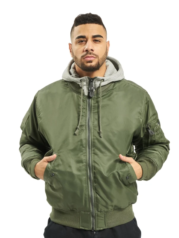Brandit MA1 Sweat Hooded Jacket, color: oliv+grey, size: 5XL