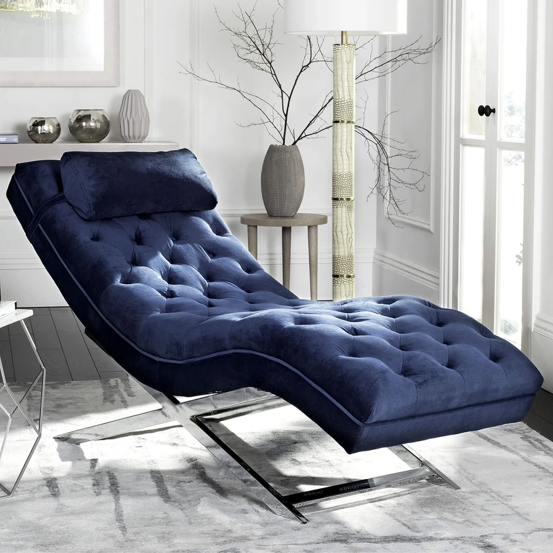 Safavieh Modern Upholstered Chaise, in Navy