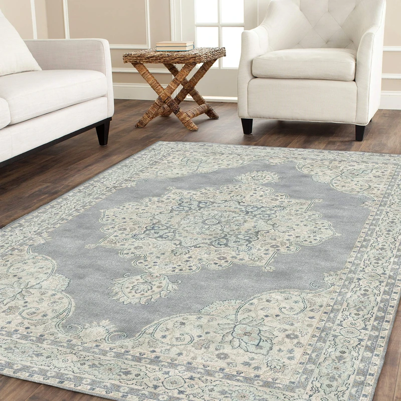 Safavieh Traditional Indoor Woven Rectangle Area Rug, Vintage Collection, VTG145, in Light Grey, 99 X 140 cm for Living Room, Bedroom or Any Indoor Space