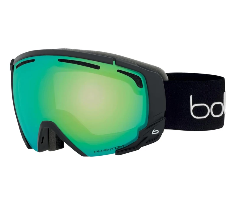 bollé Supreme OTG Ski Goggles – Matte Black | Photochromic Phantom Green Emerald Lens – Anti-Fog, Anti-Scratch, Over Glasses Compatible, Adult Size M/L