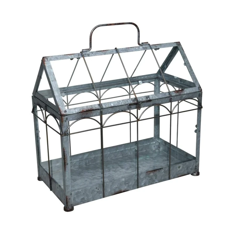 Esschert Design USA ZB22 Table-Top Vintage Look Greenhouse/Terrarium, Silver