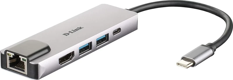 D-Link DUB-M520 5-in-1 USB-C Hub with Power Delivery, HDMI 1.4, Gigabit Ethernet RJ-45 and 2 USB 3.0 Ports for MacBook Pro 2016 or Later, MacBook Air 2018, Chromebook and Surface Pro 7
