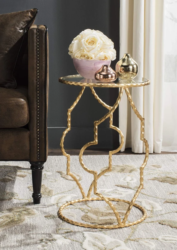 Safavieh Modern Accent Table with Wooden, in Black and Gold, 40 X 40 X 50.8