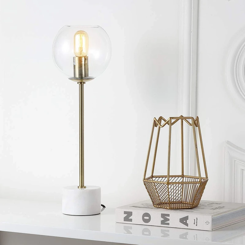 Safavieh Modern Metal Table Lamp, in Brass Gold and White