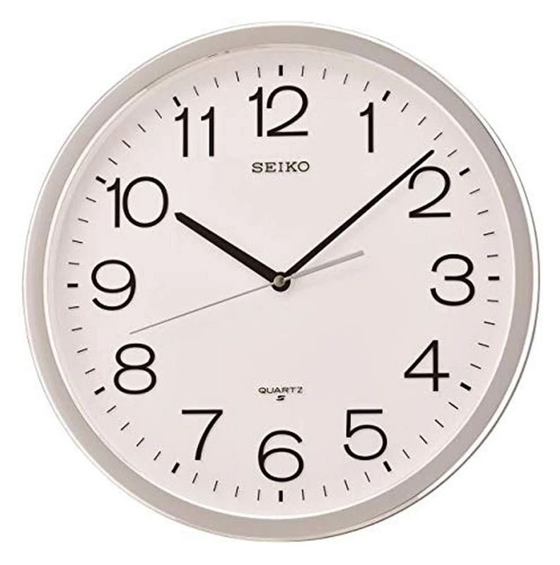 SEIKO Wall Clock, RESIN, Silver