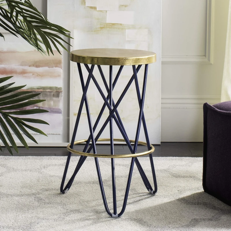 Safavieh Modern Bar & Counter Stool, in Navy and Gold
