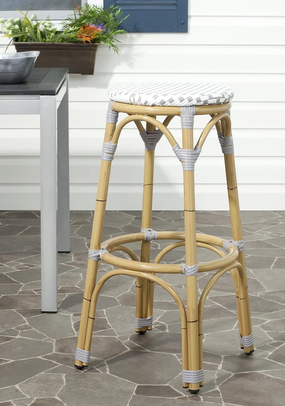 Safavieh Transitional Outdoor Barstool, in Grey, White and Light Brown