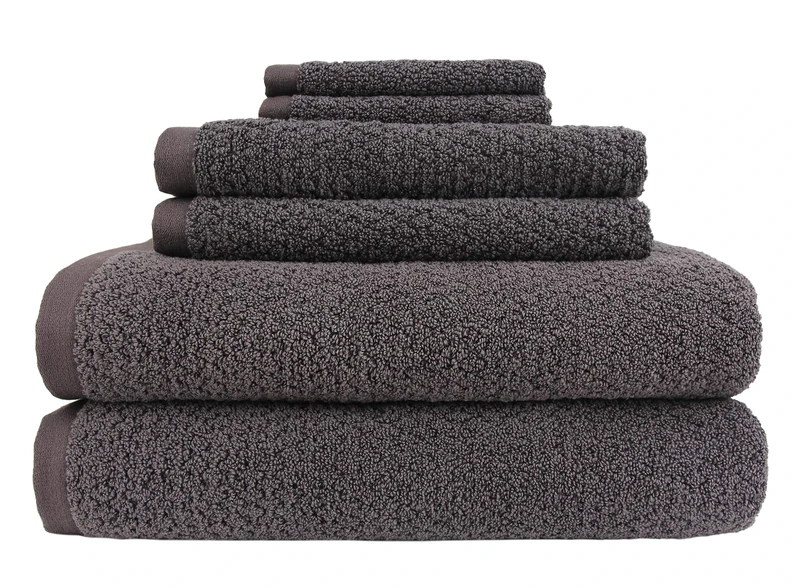 Everplush Diamond Jacquard 6 Pieces Bath Towel Set, Charcoal