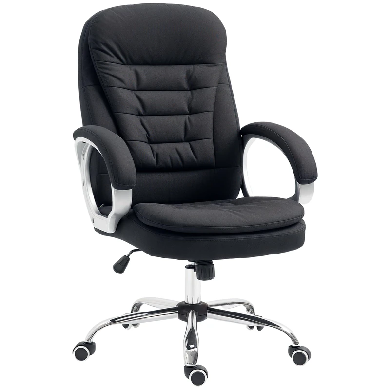 HOMCOM Office Chair Computer Chair Executive Office Chair with Height Adjustable, Comfortable Desk Chair for Home Office Fabric Black