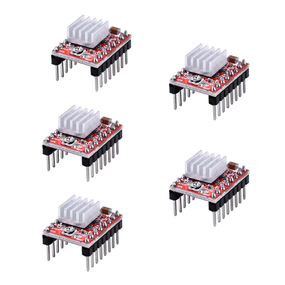 Hailege 5pcs A4988 Stepstick Stepper Motor Driver Module with Heat Sink for 3D Printer Reprap Suitable for Mendel Huxley