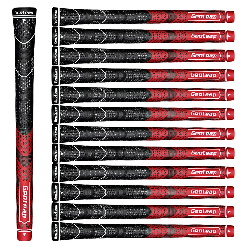 Geoleap ACE-C Golf Grips Set of 13- Cord Rubber, Hybrid Golf Club Grips, Standard/Mdisize, 10 Colors Optional. (Midsize, Red)