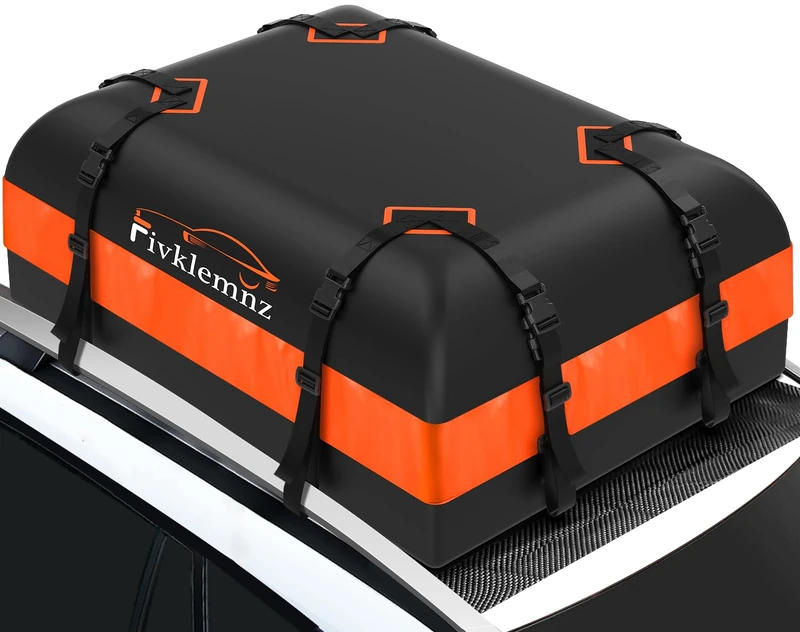 FIVKLEMNZ 15 Cubic Car Roof Bag Cargo Carrier, Waterproof Rooftop Cargo Carrier with Anti-Slip Mat + 8 Reinforced Straps + 4 Door Hooks, Suitable for All Vehicle with/Without Rack - Image 1