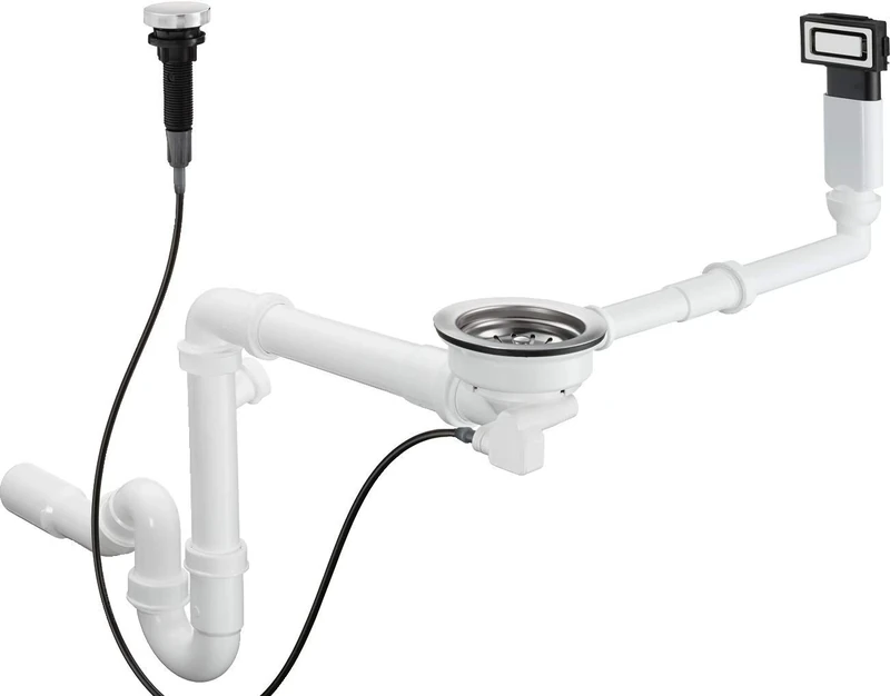 hansgrohe 43931800 Automatic Waste and Overflow Set for Single Bowl, Multicolor