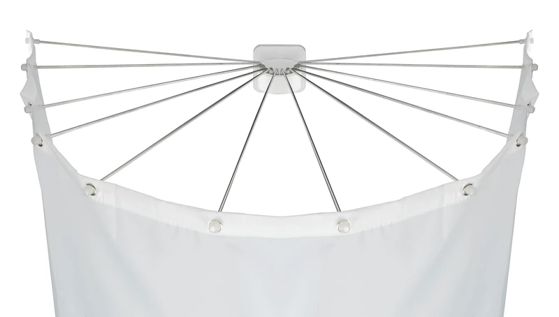 WENKO Shower Screen with Stainless Steel 12 Arms Shower Spider Shower Curtain Holder 96 x 10.5 x 72 cm White