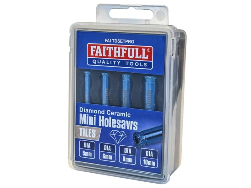Faithfull FAITDSETPRO Diamond Ceramic Mini Holesaw Set, 4 Piece