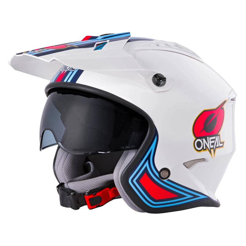 O'NEAL | Motorcycle-Helmet | Motocross Enduro | Safety standards ECE 22.05, ABS-shell, Integrated sun visor | Volt Helmet MN1 | Adult | White Red Blue | Size XS