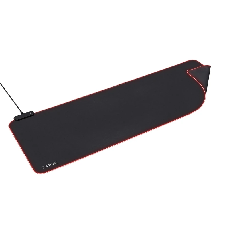 GXTrust 764 Glide Flex Gaming Mousepad, XXL Desk Mat 30x93cm with RGB LED Illuminated Edges, Optimised Surface Texture, Anti-slip Rubber Base for Gamer Home Office Desktop, 1.8m Cable, XXL Size, Black