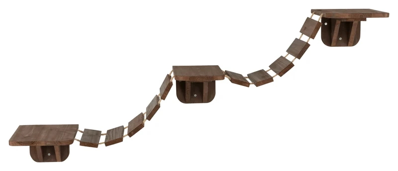 Trixie Wall Mount Cat Bridge, Three Platforms Linked by Bridge, Brown