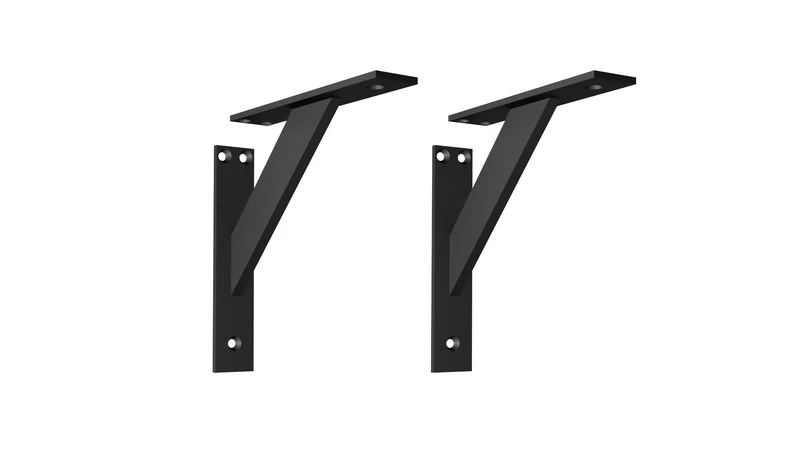 Alusfera Shelf Bracket, Decorative Shelf Bracket, Shelf Bracket, 180 mm, Wall Shelf Bracket, Durable Wall Bracket, Pack of 2, Black Wall Mount Shelf