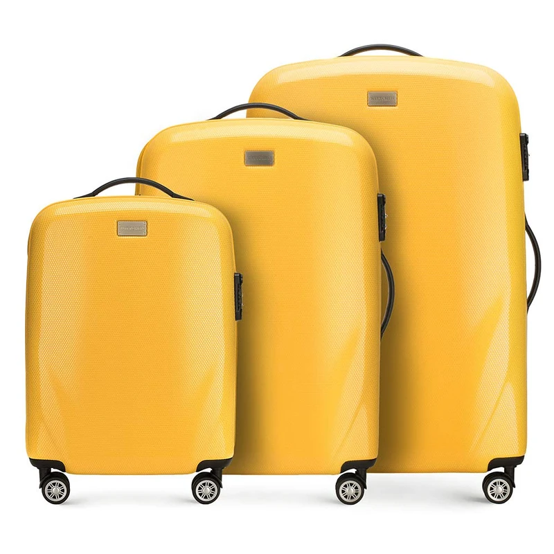 WITTCHEN PC Ultra Light Hard Luggage Travel Suitcase Trolley Suitcase Set of 3 suitcases Polycarbonate suitcases Four Wheels TSA Combination Lock Aluminum Telescopic Handle Size (S+M+L) Yellow
