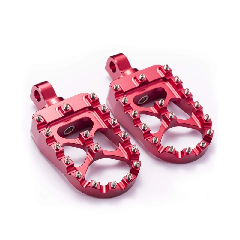 Hopider CNC Wide Foot Pegs 360° Roating MX Chopper Bobber Style for harley Dyna Sportster Fatboy Iron 883,Red