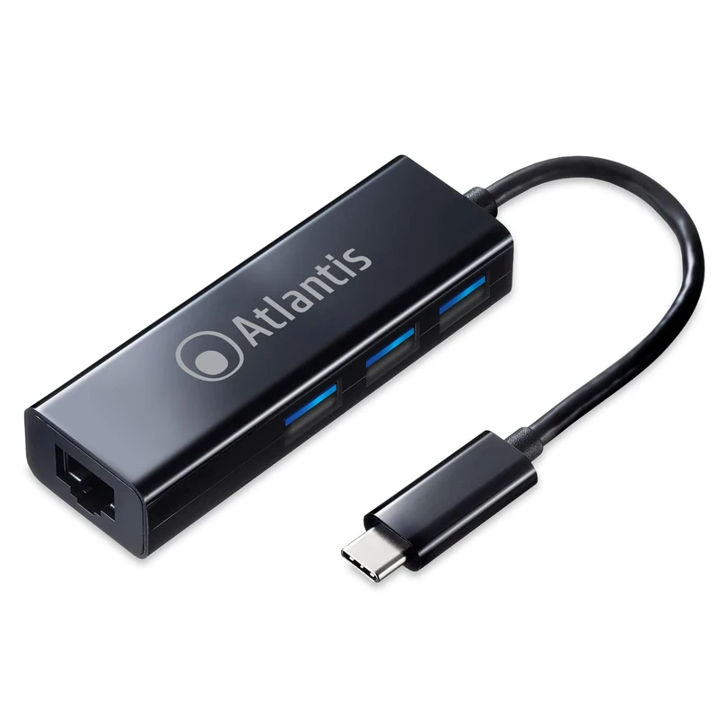 ATLANTIS Adapter A04-tc_lan+hb From Usb Type_c To Lan + Usb-3.0 A 3 Ports - Image 1